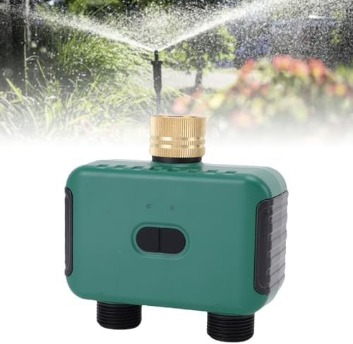 FTVOGUE Smart Water Timer Outdoor, Dual Zone LCD Sprinkler Controller with Rain Delay Child Lock Brass Inlet IP55 Battery Operated Irrigation System for Garden Yard 2 Outlet - Image 5