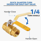 3/4" Brass Full Port Ball Valve, NPT Female, 4Pcs - Image 3