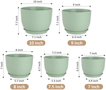 YNNICO Plant Pots 10/9/8/7.5/7 inch with Multi Mesh Drainage Holes - Image 2