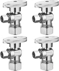 BH Angle Stop Valve 1/2" Nominal Compression x 3/8" OD, 1/4-Turn Shut Off Valve,Chrome Plated Brass, for Bathroom Toilet Kitchen Shower Plumbing(4 Pack) by BH