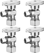 BH Angle Stop Valve 1/2" Nominal Compression x 3/8" OD, 1/4-Turn Shut Off Valve,Chrome Plated Brass, for Bathroom Toilet Kitchen Shower Plumbing(4 Pack) by BH