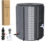 Yesker Collapsible Rain Barrel, 132 Gallon Portable Rainwater Collection System, 550D PVC Water Storage Tank, Rain Catcher with Spigots Filter Overflow Kit, Grey by YESKER