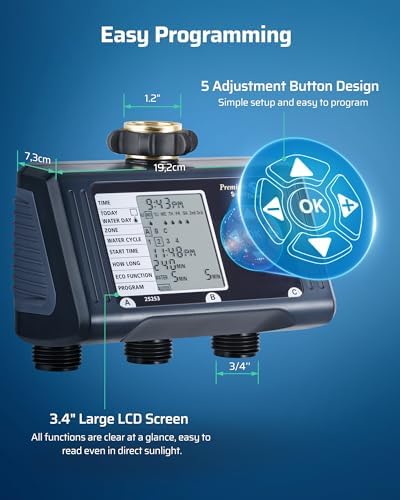 DEWENWILS Water Timer 3 Zone with Automatic/Rain Delay/Manual Mode - Image 6