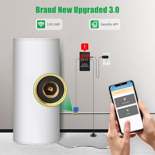 WiFi Water Leak Detector with Automatic Shutoff Valve，Zuomeng Smart Water Heater Remote Stop Device with Leak Sensor, Leakage Alert Push, 3/4" NPT 150PSI Brass Valve, Get Rid of Water Leakage - Image 2