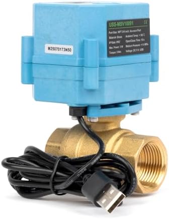 U.S. Solid WiFi Smart Motorized Ball Valve 3/4 inch NPT for Water Control & Irrigation, 2 Way Brass Electric Valve, USB Powered, LED Status Indicator, Flow Direction Window, Remote On/Off Control - Image 3
