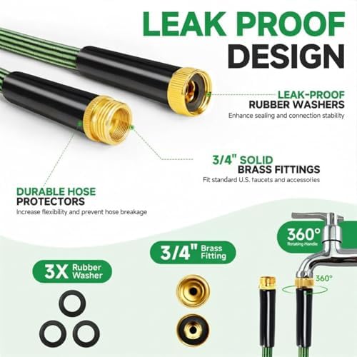 Garden Hose 75FT Non-Expandable Water Hose Flexible Kink-Free Lightweight Leak-Proof Sturdy Outdoor Hose Water Pipe for Garden Yard Lawn Camper 3/4 Inch Fittings - Image 3