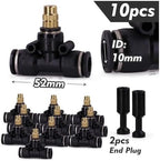 Adjustable Misting Nozzle with Tee Adapter - Brass & Plastic Irrigation Sprayer for 6/8/10/12mm Hose Perfect for Garden Watering and Cooling Systems(For 10mm Tubing) - Image 2