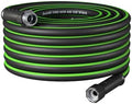 DEWENWILS Garden Hose 5/8" × 50ft, Heavy Duty, Flexible, Lightweight Hybrid Water Hose with Swivel Handle in Solid Aluminum Fittings, No Kink, CE & RoHS Listed, Black+Green by DEWENWILS
