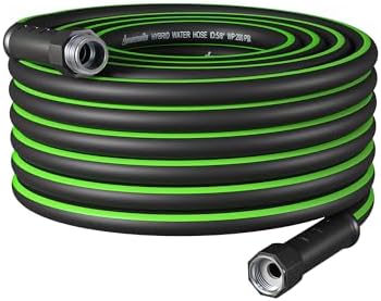 DEWENWILS Garden Hose 5/8" × 50ft, Heavy Duty, Flexible, Lightweight Hybrid Water Hose with Swivel Handle in Solid Aluminum Fittings, No Kink, CE & RoHS Listed, Black+Green by DEWENWILS