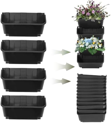 16 Pack Vertical Garden Planter,13 inch Wall Mounted Planter for Patio Indoor Outdoor Decor, Garden Self Watering Pot Balcony Plant Vegetable Fruit Herb Hanging Pocket Holder Flowerpot (Black) - Image 5