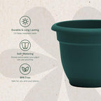 Bloem Ariana 20" Plastic Self-Watering Planter, Charleston Green, 2-Pack - Image 4