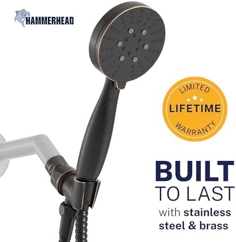 HammerHead Metal 3-Spray Shower Head with Handheld High Pressure, Long Hose - Image 2