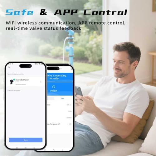 1/2" WiFi Motorized Ball Valve - Smart Water Timer Automatic Shutoff Sensor,5V DC USB Connection,Stainless Steel, NSF Certified, IP67 - Image 6