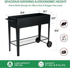 31.5" Tall Elevated Mobile Raised Garden Bed with Wheels and Shelf - Image 3