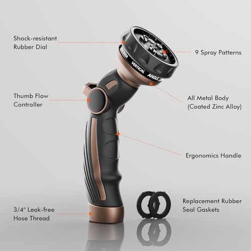 RESTMO Hose Nozzle Heavy Duty, Metal Water Hose Sprayer for Garden - Image 2