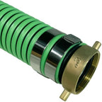Gloxco Heavy Duty EPDM All Weather Suction Hose Assembly, Black Tube, Lime Green Helix, 2" Inside Diameter with Male x Female NPSM Pinlug Fittings Installed, 25 ft Length - Image 4