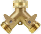 Brass Garden Hose Splitter 2 Way, Heavy Duty Brass Hose Y Splitter, Garden Hose Connector with 2 Valves, for Garden Irrigation, Watering Plants, Drip Irrigation by Unknown
