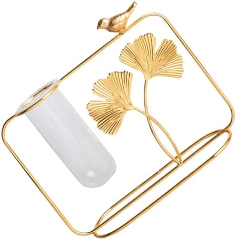 Xmas Glass Vase for Hydroponics Plants, Nordic Ginkgo Leaf Ornament by GARVALON