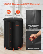 VEVOR Collapsible Rain Barrel, 100 Gallon Portable Rain Water Collection Barrel, 1000D PVC Rainwater Collection System, Garden Water Catcher Tank Storage Container with Spigot & Overflow Kit, Black - Image 2