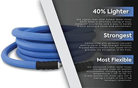 AG-LITE BSAL58100 5/8" x 100' Hot/Cold Water Rubber Garden Hose, 100% Rubber, Ultra-Light, Super Strong, 500 PSI, 50F to 190F Degrees, High Strength Polyester Braided - Image 4