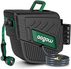 Retractable Garden Hose Reel: 1/2 in x 100 ft Wall Mounted Water Hose Reel with 10-Function Nozzle, Hose Reels for Outside, Any Length Lock, Brass Fittings, Slow Auto Rewind & 180° Swivel by Unknown