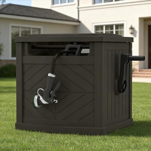150 ft Hose Reel with Sliding Track Hose Guide, Outdoor Hose Storage with Crank Handle for 5/8 Inch Hose by Unknown
