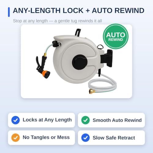 FEVONE Retractable Garden Hose Reel 100 ft, Auto Rewind - Image 4