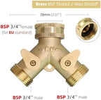 NPT/BSP Brass 3/4" Garden Hose Splitter 2-Way Ball Valve Tap Y-Type Watering Connector For Home Outdoor Faucet Tubeing Adapter(A-1PCS) - Image 2
