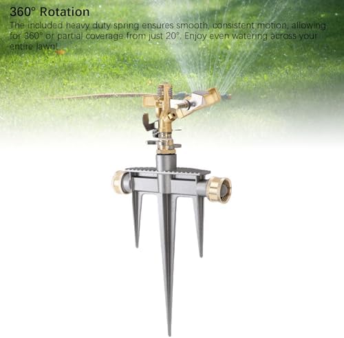 Lawn Sprinklers for Yard Large Area, 360 Degree Rotating Garden Sprinkler, 49FT Spray Distance Brass Nozzle, Heavy Duty Aluminum Spike Base for Orchard - Image 5