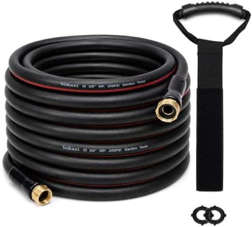 100FT Rubber Garden Hose, 5/8'' Flexible Water Hose & 3/4'' Brass Fittings by Unknown