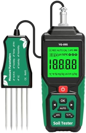 Digital N P K Sensor 9 in 1 Soil Tester PH EC Meter Temperature Moisture Salinity Fertility Detector Analyzer for Garden by Raxmolo