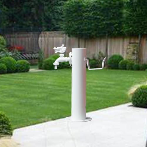 White 304 Stainless Steel Vertical Garden Water Column Garden Hose Holder Freestanding with Faucet Outdoor Garden Water Column Faucet Water Hydrant Fountain for Backyard, Lawns, Restrooms.(50cm/19.7in by Pllrbvshs
