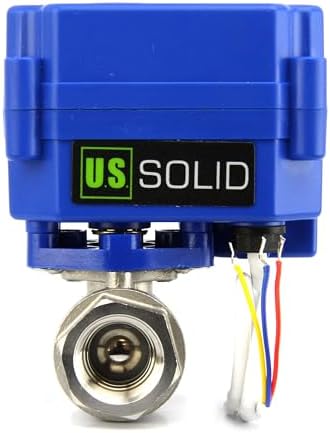 U.S. Solid 1/2"NPT NSF Certified 304SS 304 Motorized Ball Valve, Full Port, 9-24V AC/DC, 3-Wire Latching (Self-Hold) Control by USSolid