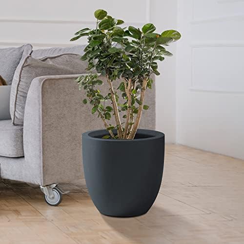 Kante Small Round Bowl Charcoal Concrete Planter 10" Dia, Outdoor - Image 5