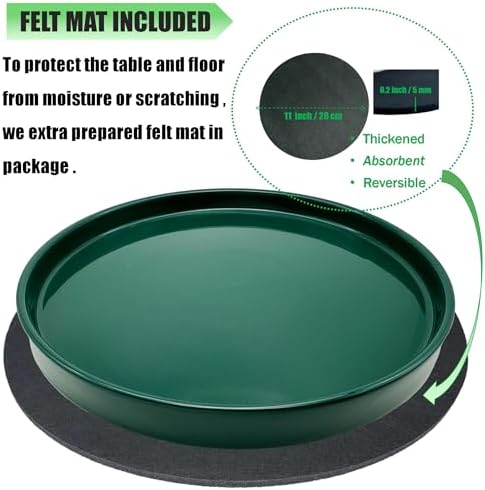 Yukfona Ceramic Plant Saucer Tray 1 Pcs 10 Inch Green, 10.83" OD x10.24 ID x1.1 Deep| Fits Flower pots Bottom≤ 10.24", Heavy Duty Glazed Round Planter Drip with Catch Basin for Indoor Outdoor Plants - Image 4