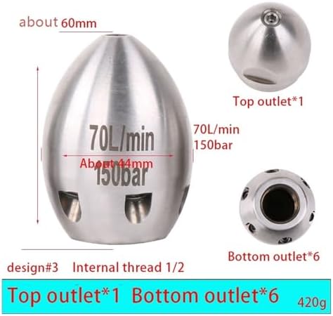 1/2 High Pressure Cleaning Machine Sewer Nozzles, Sewer Pipe Dredging Head Nozzle(70L 150bar-ds3) - Image 2