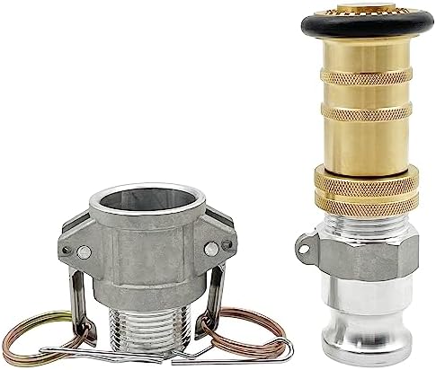 SAFBY Fire Hose Nozzle NPSH/NPT Thermoplastic Fire Equipment Spray Jet Fog with Aluminum Female and Male Fitting (1 inch brass set) - Image 3
