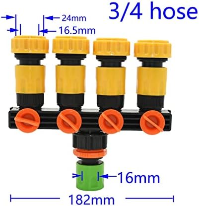 Xiaohu Hose Connector Adapter Female 1/2" 3/4" 1" Turn 1/2 3/4 Hose 4 Way Garden Faucet Hose Manifold 16MM 20MM Shunt Four-Outlet Irrigation Valve (Color : 3I4 Hose) - Image 2