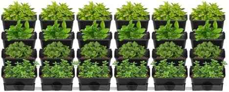 Vertical Wall Mount Planter,24 Pots Wall Garden Kit with Self Drip Irrigation Drainage Pipe for Balcony Patio Fence by KannBeki