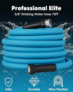 AAIN 75 FT RV Water Hose with Storage Bag, 5/8" Premium Lead‑Free Drinking Water Hose, Heavy Duty, No‑Kink Flexible Design, Ideal for RV, Camper, Truck, Garden – Blue - Image 2