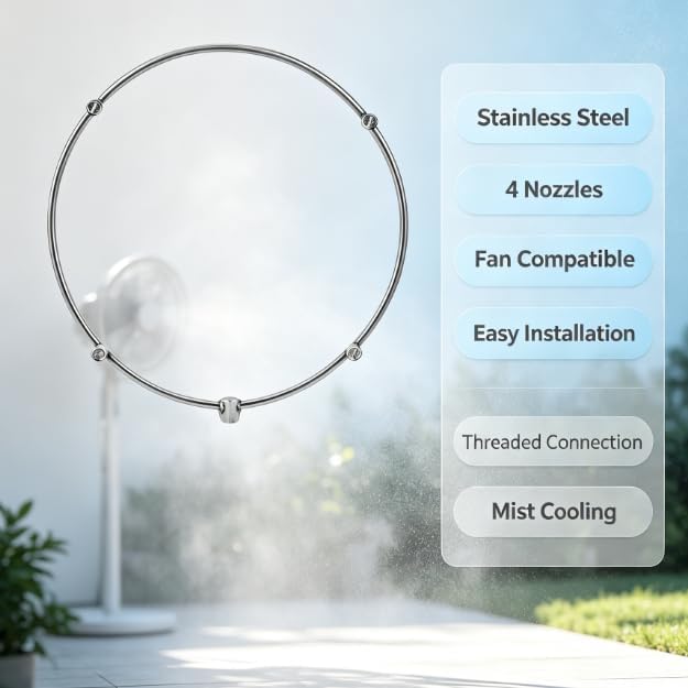 Misting Fan Ring 4Pcs Misting Fan Kit Misting Nozzle Misting Ring 3/16 Stainless Steel Outdoor Water Sprayer for Outdoor Fan, Greenhouse, Garden, Patio - Image 4