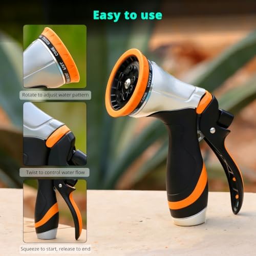 QUOBAS Metal Garden Hose Nozzle, Heavy Duty Water Hose Sprayer, Leak Proof - Image 5
