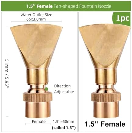 2pc Adjustable Brass Fan-Shaped Fountain Nozzle - 1/2", 3/4", 1", 1.5", 2" Threaded Interface for Garden Water Features(1.5 inch female) - Image 3