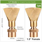 2pc Adjustable Brass Fan-Shaped Fountain Nozzle - 1/2", 3/4", 1", 1.5", 2" Threaded Interface for Garden Water Features(1.5 inch female) - Image 3