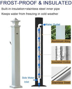 Freestanding Garden Water Column Anti Freeze Outdoor Faucet Post with Brass Tap and Hose Holder Stand with Side Water Inlet(114cm/45in) - Image 4