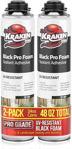 Kraken Bond Black Spray Waterfall Foam Sealant - (2x24oz) Expanding Polyurethane Pond Foam Sealer Black, UV Resistant Insulating Spray for Landscape & Exterior, Gun Use, Gun Not Included, 2 Pack by KRAKENBOND