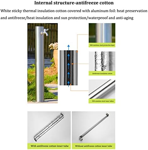 Stainless Steel Cylindrical Vertical Garden Water Column,Garden Hose Holder with Full Copper Faucet,Retro Outdoor Courtyard Garden Fountain Faucet Water Column, Suitable for Car Washing and Watering - Image 2