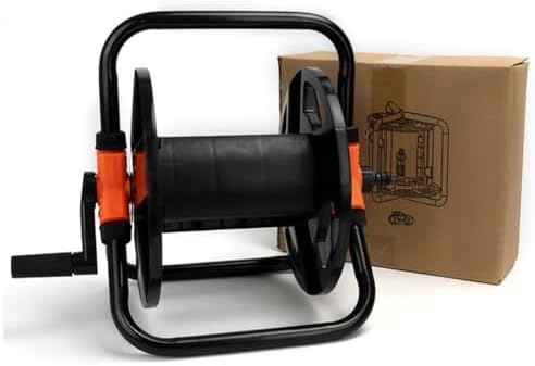 Garden Hose with 20m Storage Cart and Wall Mount Plastic and Metal Construction Space-Saving Design for Small Gardens and Patios Easy Wind-Up Handle - Image 3