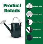 LONGRUN 1.7 Gallon Metal Watering Can for Plants and Garden with Galvanized Iron Removable Spout and Handle, Green - Image 3