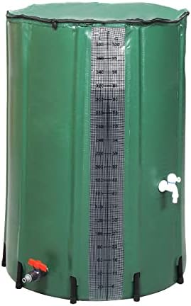 Collapsible Rain Barrel with Scale,100 Gallon with 500D Oxford Cloth, Portable Rain Collection System, Water Barrel Collector w/Filter Spigot, Green by Volowoo
